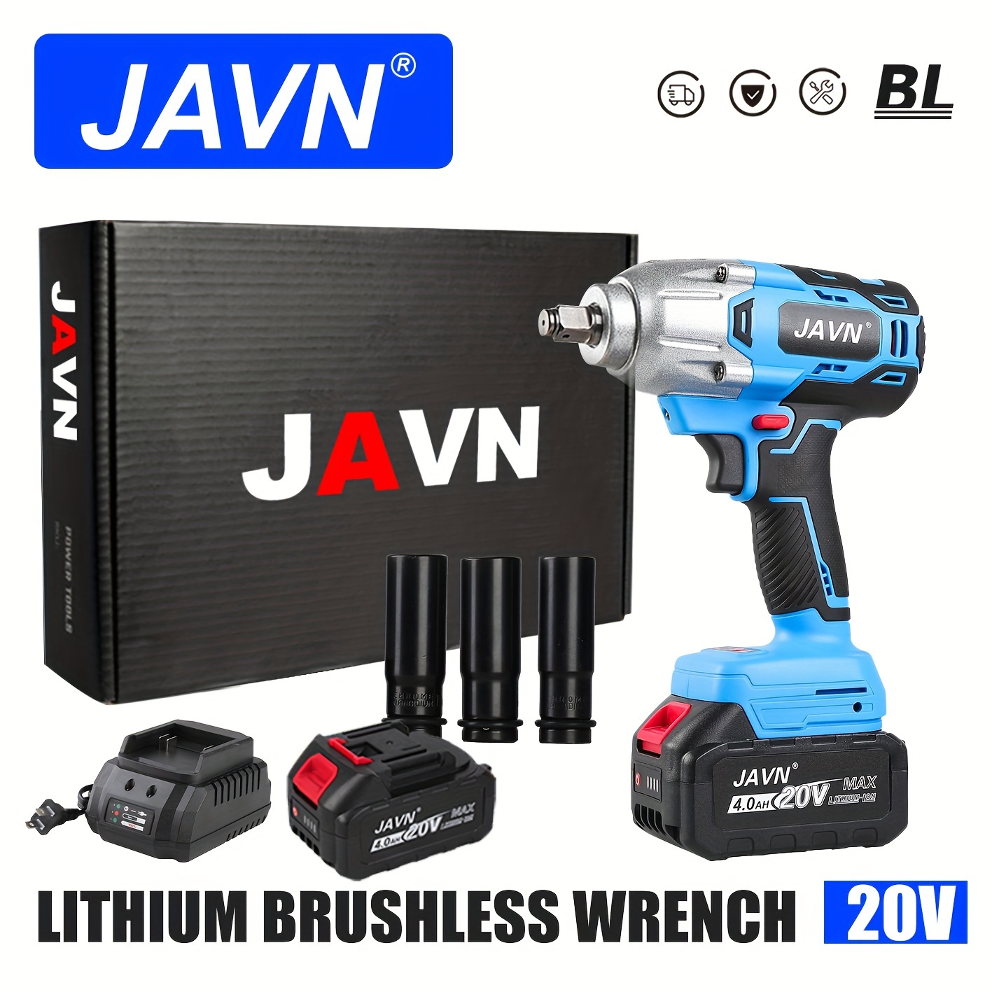 1 Set Javn 320n.m Llave Impacto Eléctrica Llave Enchufe Sin - Temu