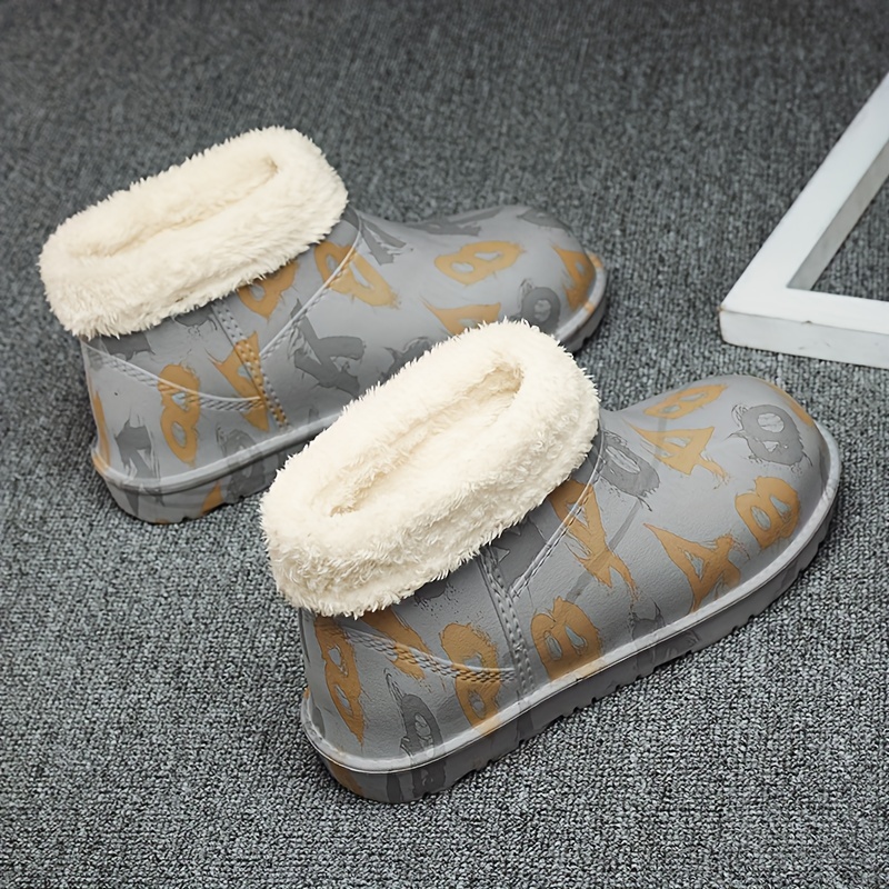 Men's Closed Toe Slippers With Warm Plush Lining, Casual Slip On Solid Home  Used Slippers For Men's Winter Activities - Temu