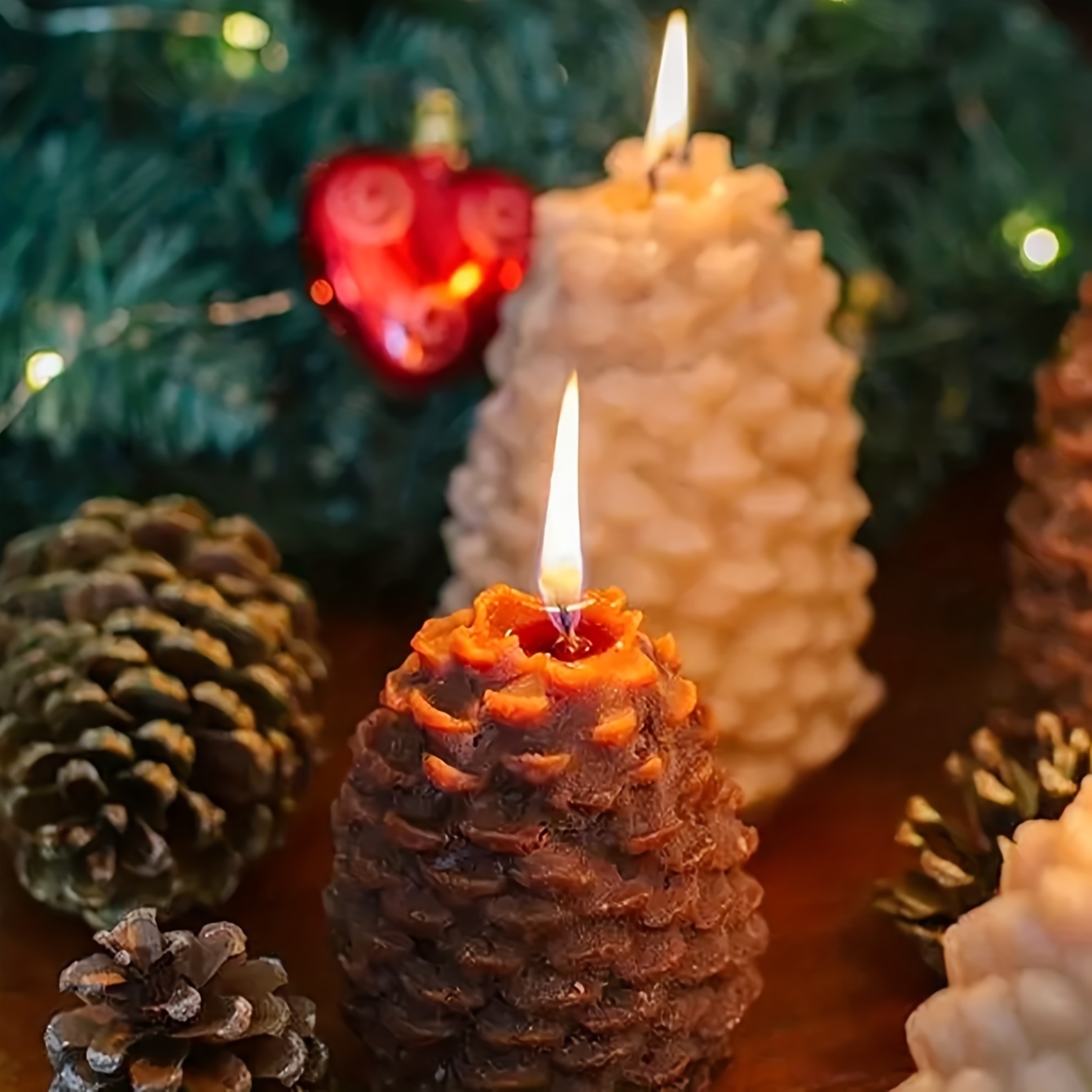 3D Pine Cone Candle Mold Christmas Silicone Candle Mold Beeswax Pinecone  Candle Making Mould for Fondant, Gum Paste, Chocolate, Pink