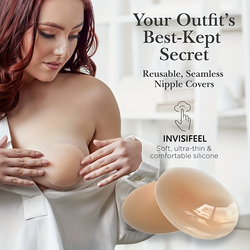 Lingerie Solutions Women's Reusable Non-Adhesive Concealers Nipple Covers  Nude 