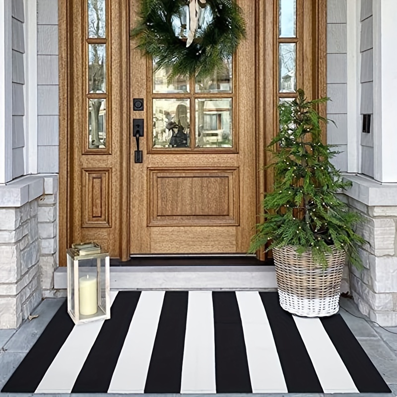 Black & White Indoor Door Mat - Sisal Entryway Rug