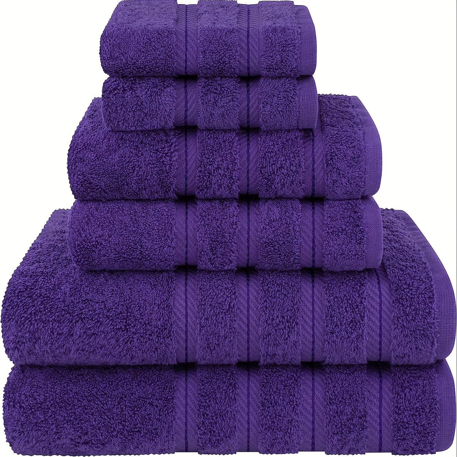 

3/6pcs Purple Towel Set, 1 Bath Towels 1 Hand Towels 1 Washcloths, 2 Bath Towels 2 Hand Towels 2 Washcloths, Soft Cotton Towels, Plain Absorbent Towel For Home Bathroom, Bathroom Supplies