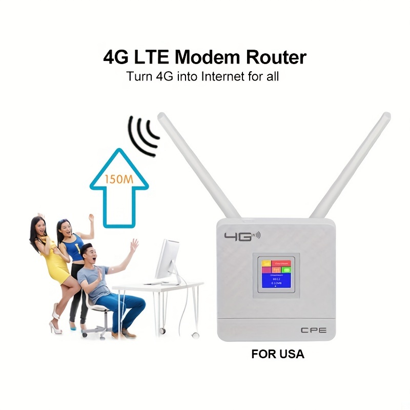 Us Version Router, Wifi Unlocked Lte Modem Router With Sim Card Slot, 300mbps Wifi, Lte Cat4, 5dbi High Gain Antennas, Lcd Colorful Plug And Play - Temu