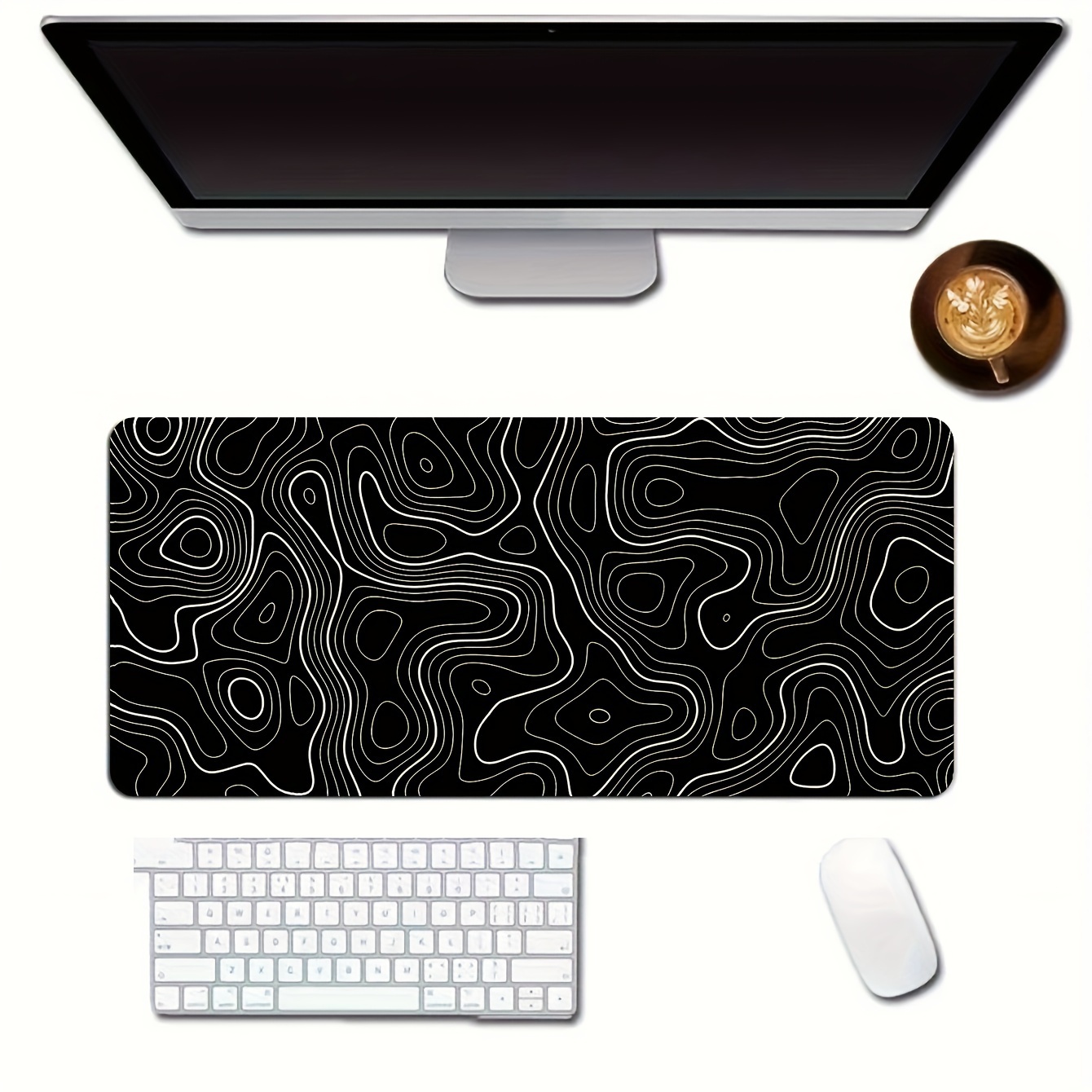 Tappetino per Mouse triangolare in bianco e nero grande tappetino per Mouse  da gioco Xxl tappetino da scrivania accessori per giochi per PC tappeto  scrivania da gioco per Laptop da ufficio 