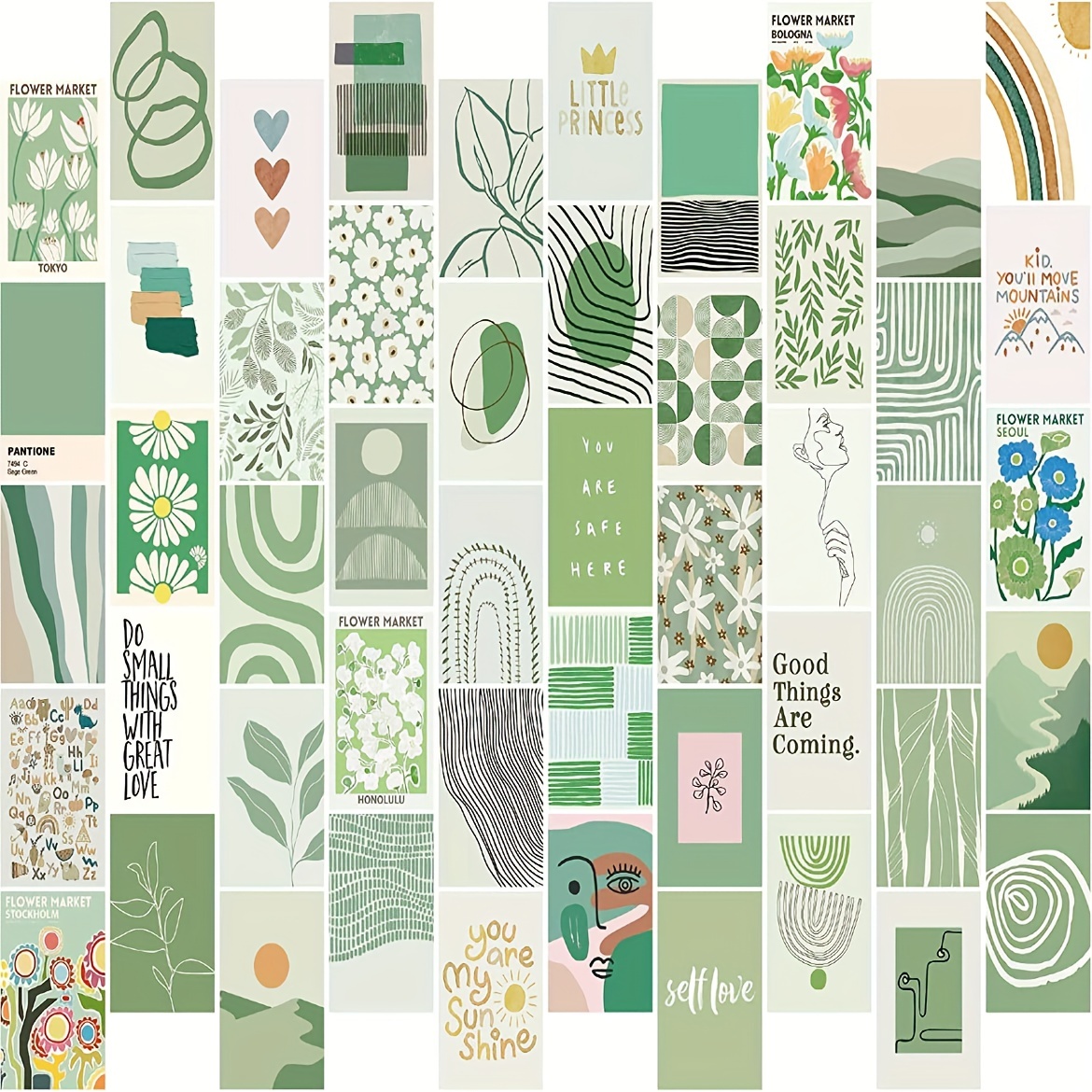 Danish Pastel Wall Collage Kit Aesthetic Pictures Green Room - Temu