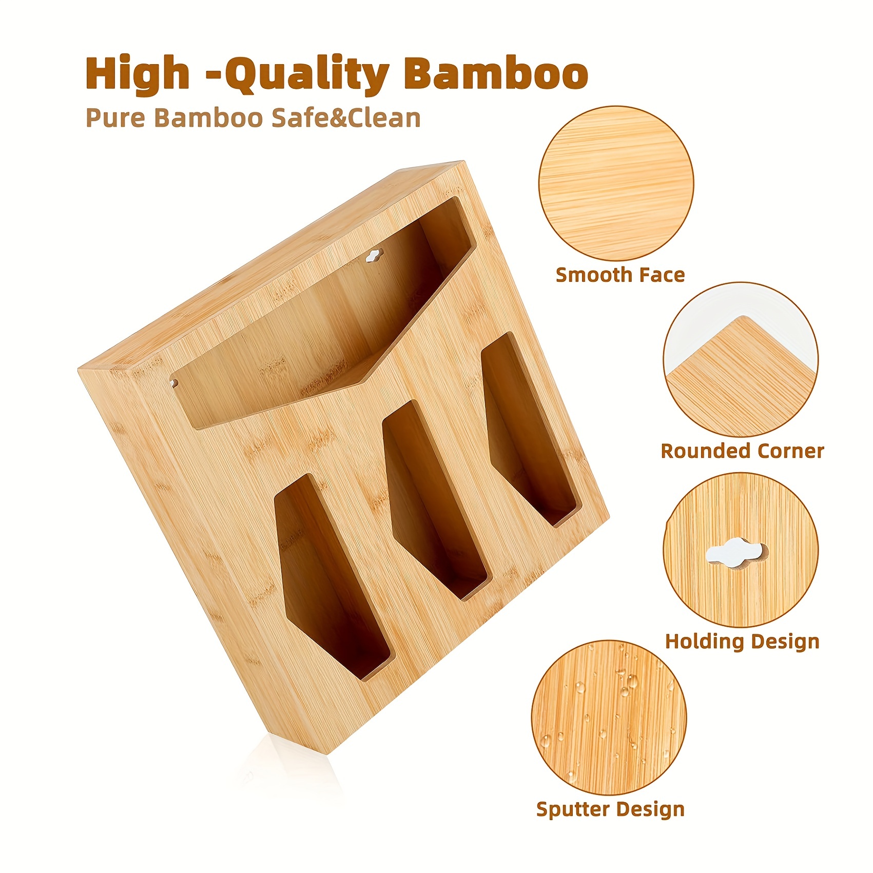 Bamboo Sandwich Bag Storage Box - High Grade Wooden Drawer Storage