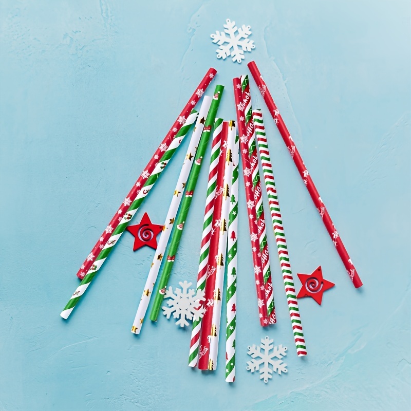 Light Blue & Red Candy Cane Stripes Stirring Straws