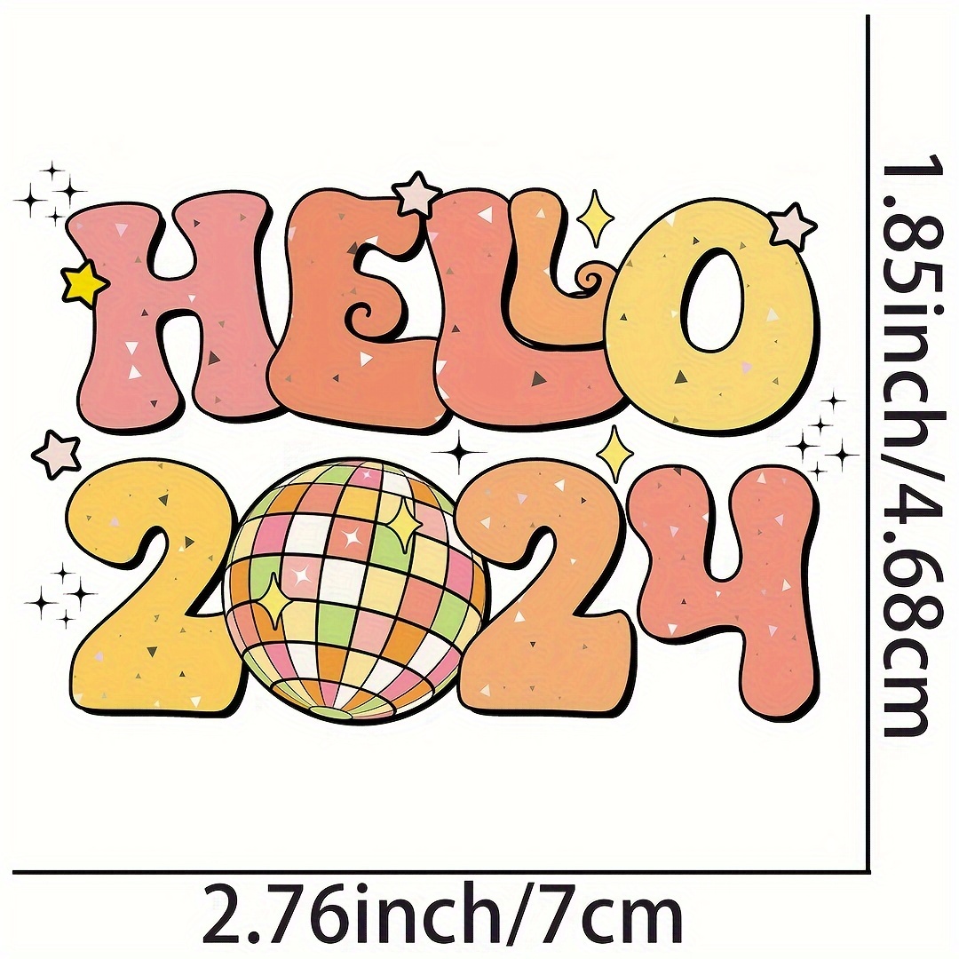 Hello 2024 Retro New Year Iron On Heat Transfers Vinyl For T - Temu