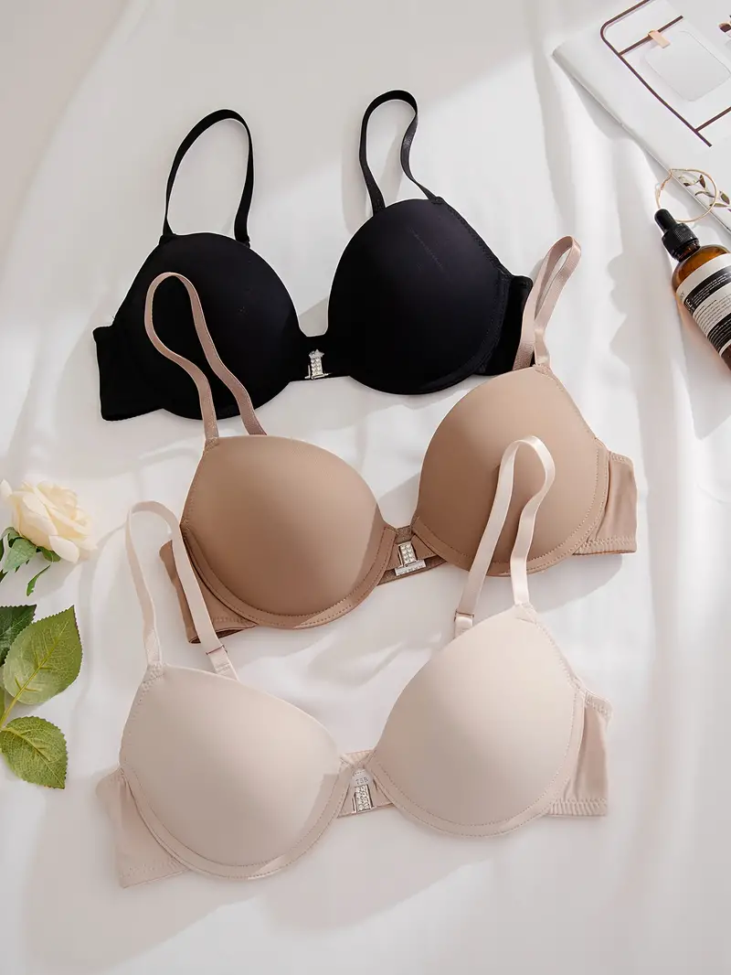 Simple Solid T shirt Bras Comfy Breathable Push Up Bra - Temu
