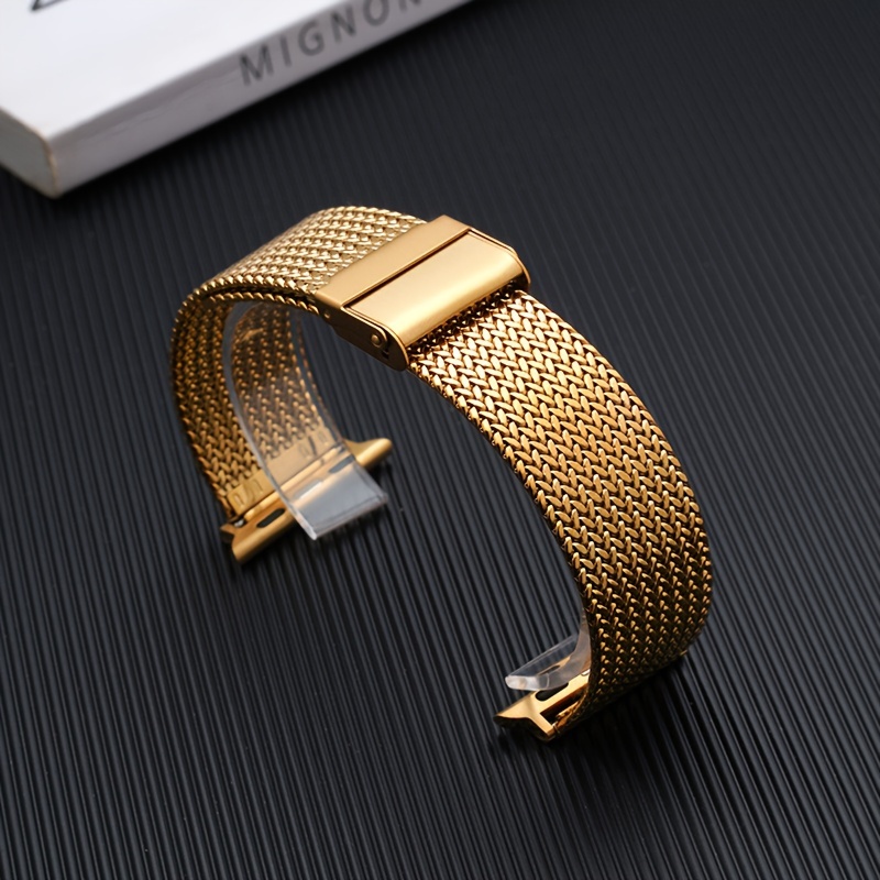 Stainless Steel Mesh Watchband Folding Clasp Strap Bracelet for