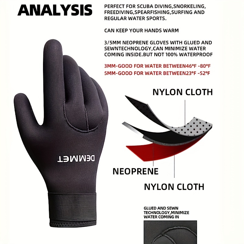 Wetsuit Gloves Neoprene Diving Gloves Thermal Anti slip - Temu