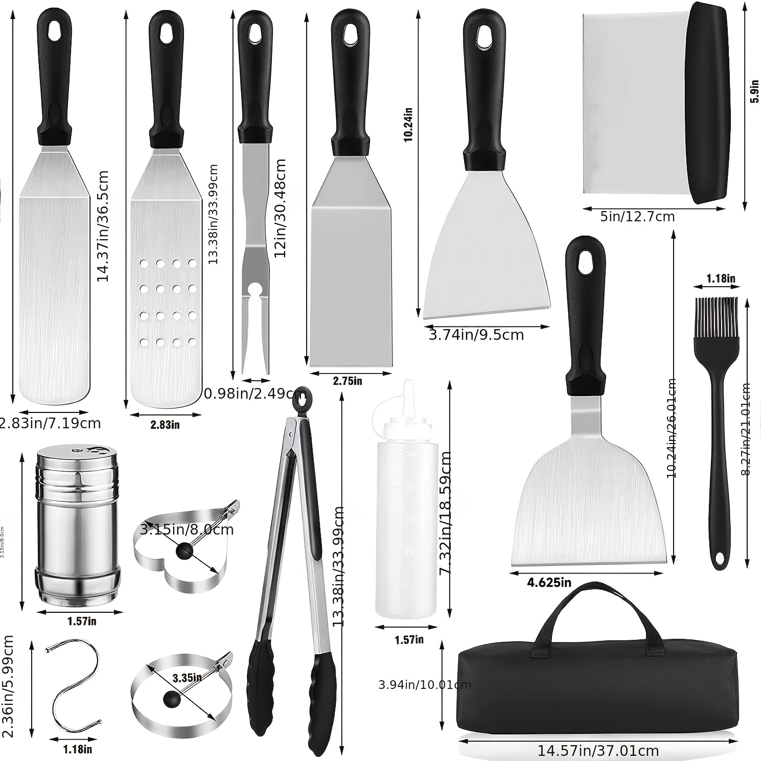 Griddle Accessories Kit, Flat Top Grill Accessories Set For Blackstone,  Stainless Steel Bbq Accessories With Griddle Spatula, Griddle Scraper,  Chopper, Bottles, Cleaning Set, Tong - Temu