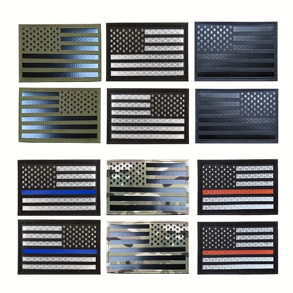 Thin Blue Line American Flag Patch, Velcro, 2 x 3 Inches