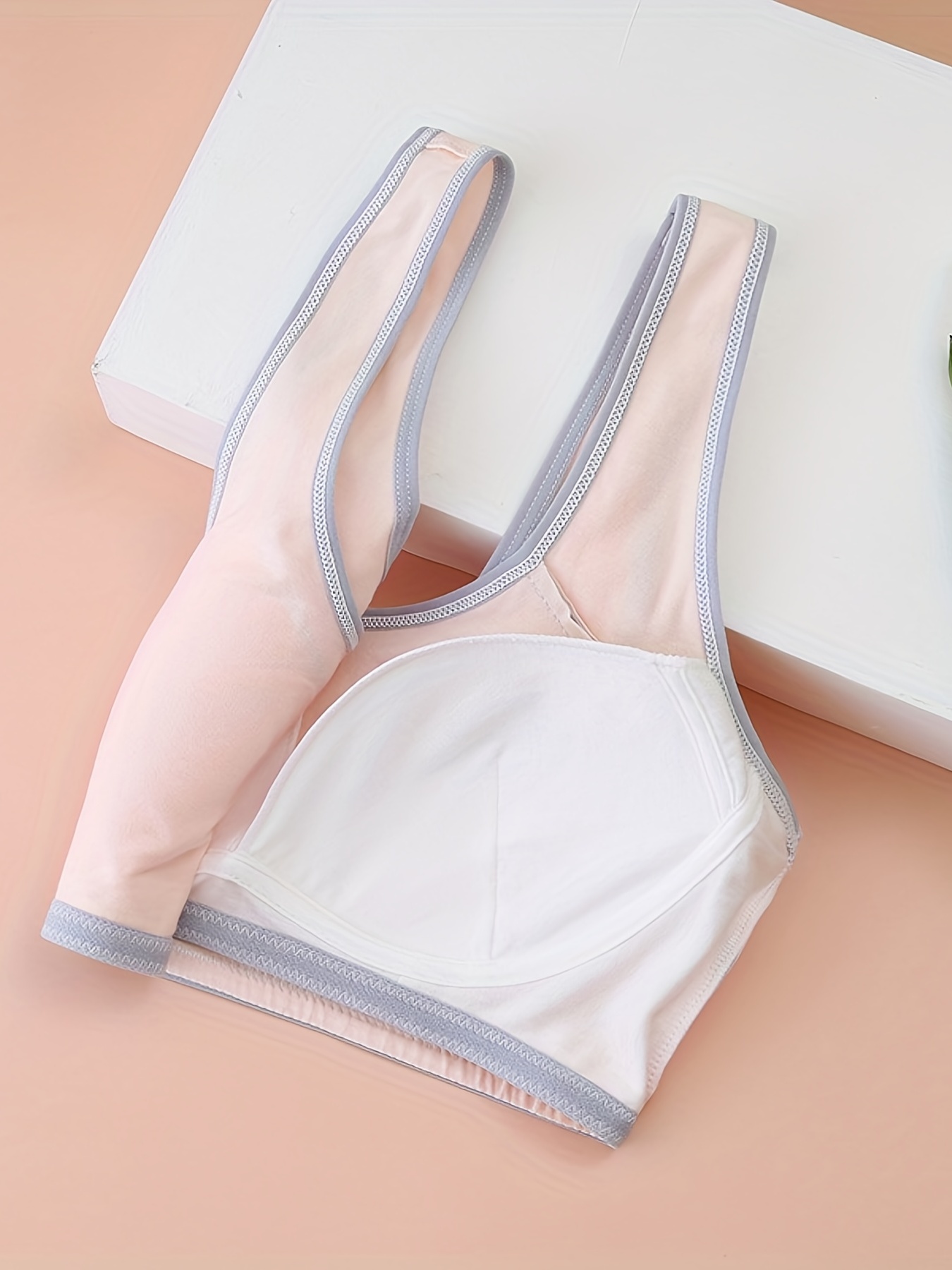 Girl's Cotton Bralette Solid Color Underwear Breathable - Temu