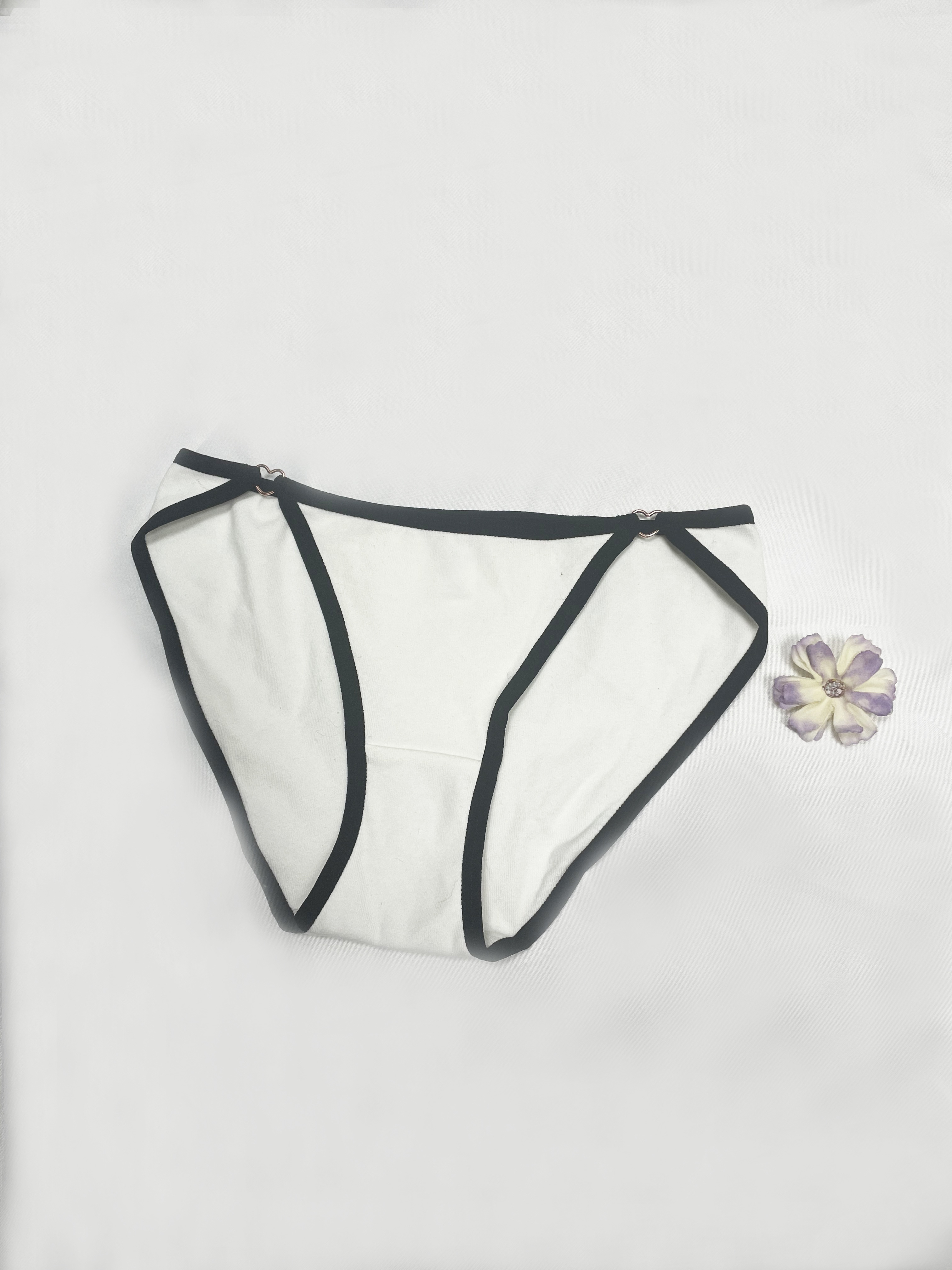 5pcs Heart Ring Linked Briefs, Comfy & Breathable Ribbed Intimates Panties,  Women's Lingerie & Underwear