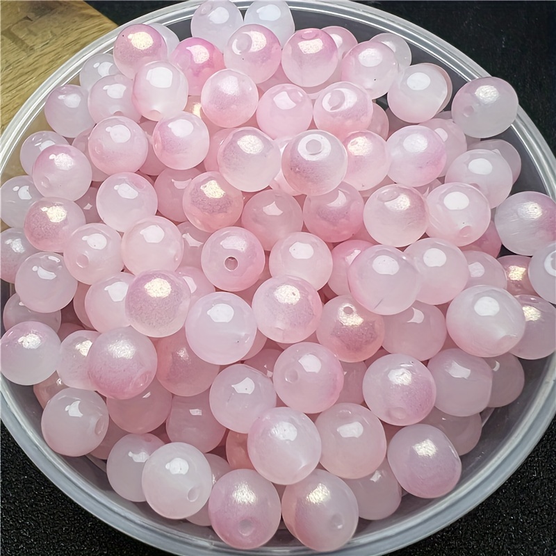 100/200/500pcs 8mm Glass Imitation Jade Bead Gradient Double Color Round Bead Handmade DIY Bracelet Necklace Jewelry Making Loose Bead Material