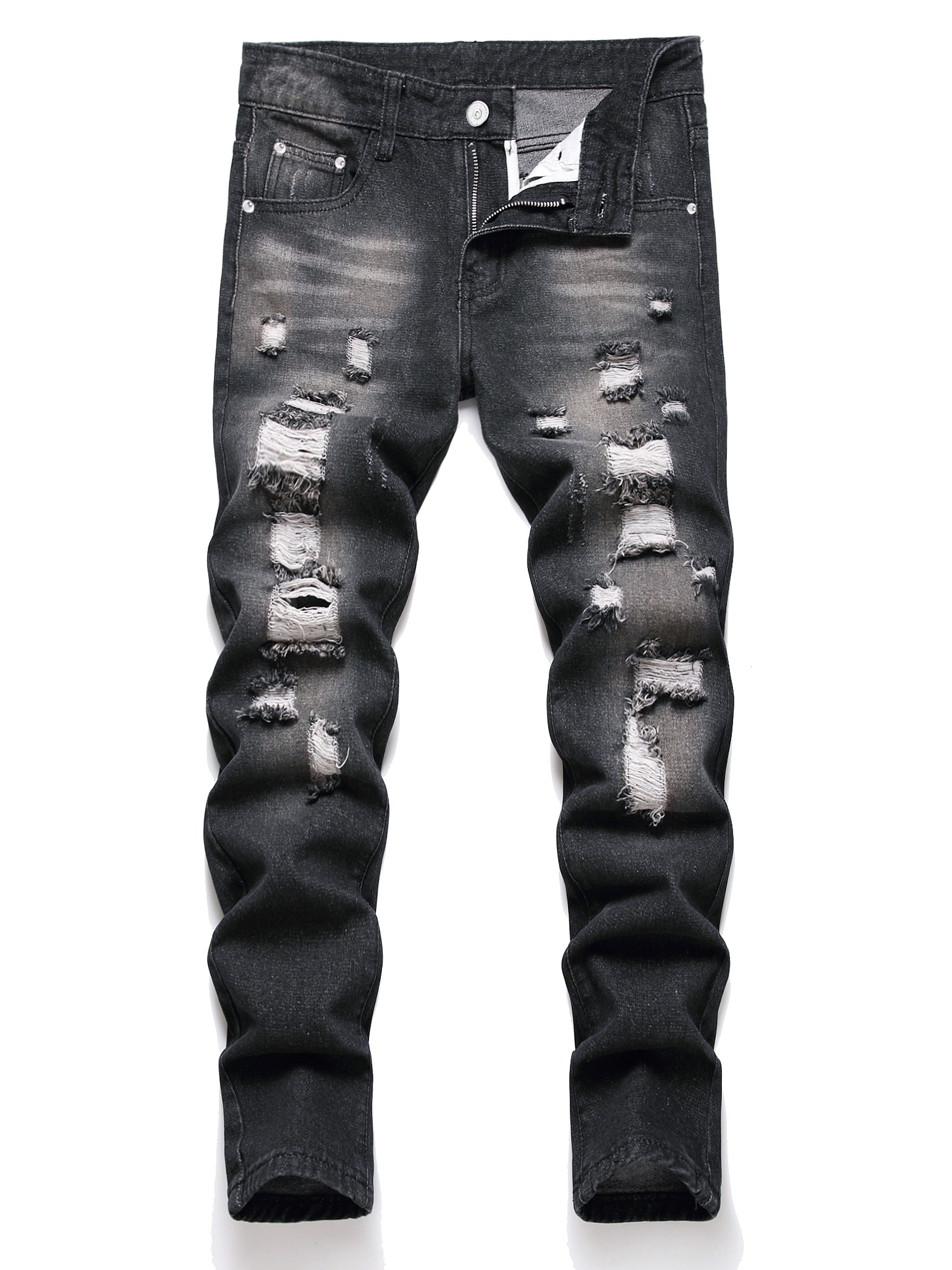 Slim Ripped Dark Wash Stretch Jeans