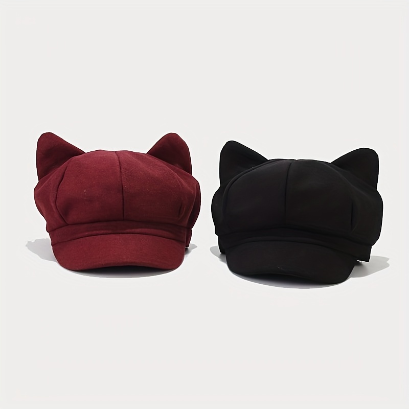 

1pc Unisex Cute Cat Ear Octagonal Hat, Fashion British Retro Painter Hat, Ideal Choice For Gifts