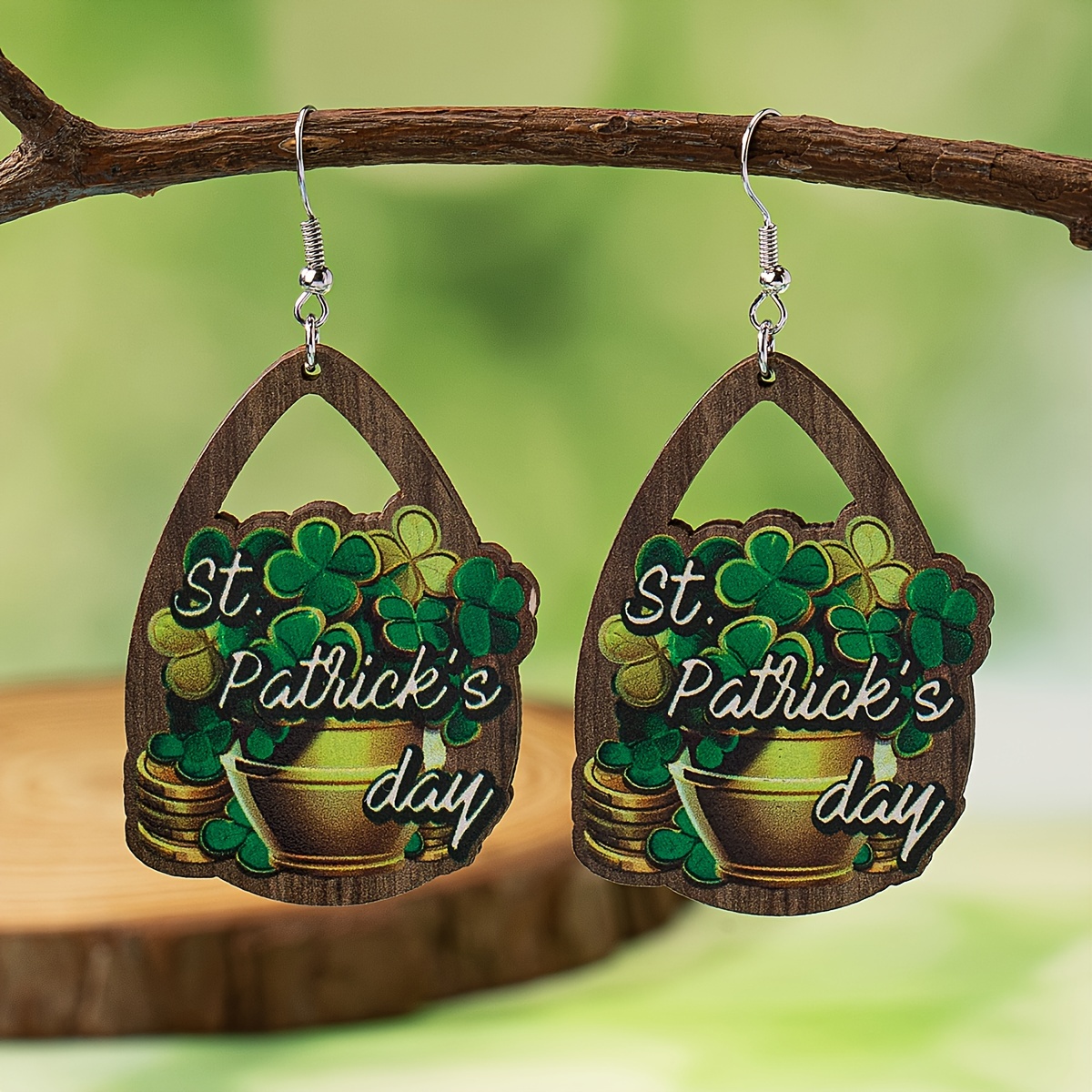 NOLITOY Shamrock Earrings - 2 Pairs, Creative Clover Dangle Ear Pendants For St. Patrick's Day - View #10