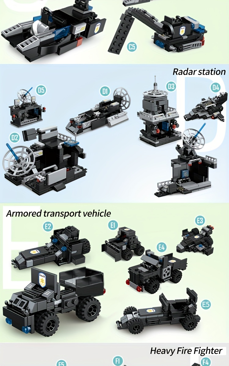 City Police Department Building Blocks Kit Toy, Police Car, Role-playing Toys for Boys And Girls, Halloween/Thanksgiving Day/Christmas Gift