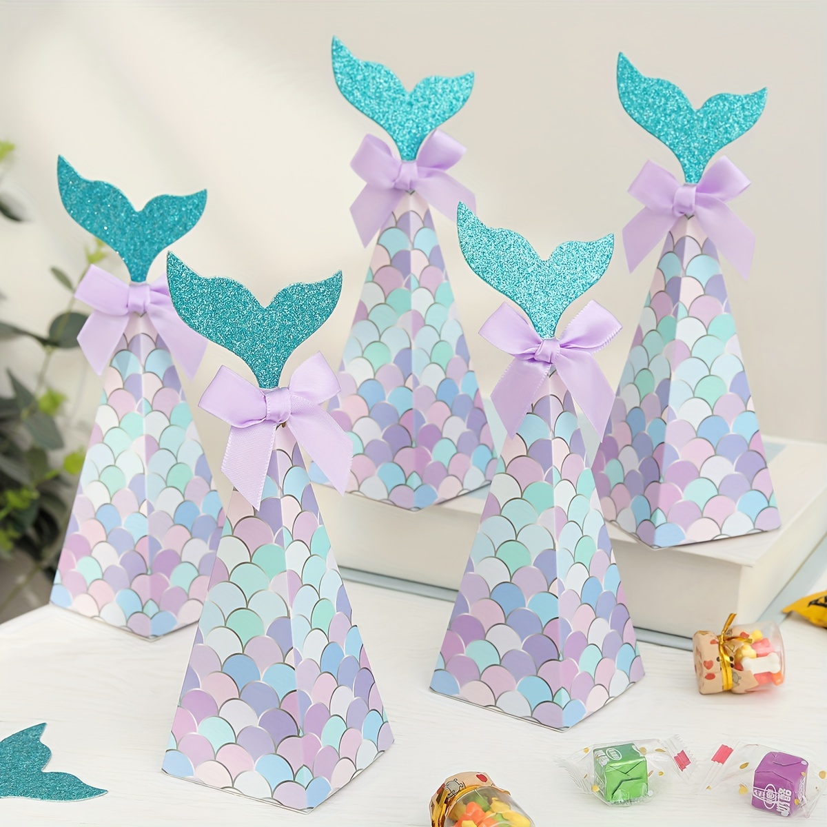 5 pièces sirène motif cadeau mignon en papier bonbons pour fête  d'anniversaire, Mode en ligne