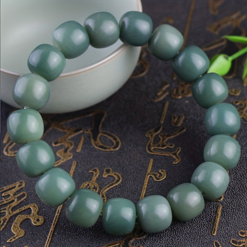 Green Aventurine and Wood Bracelet Wealth and Good Luck