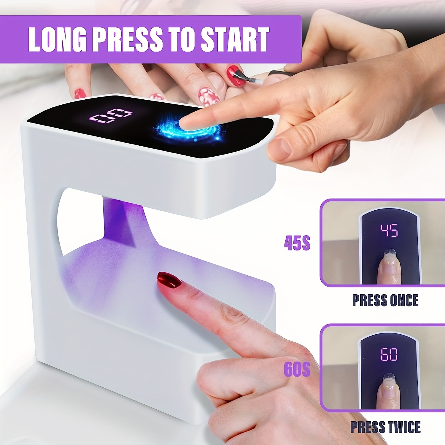 Asciuga unghie portatile, lampada per unghie a LED UV per gel di