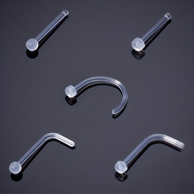 10pcs Clear Acrylic Nose Stud Earrings Set