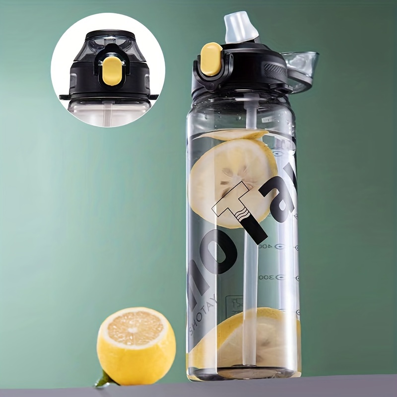 Leakproof Bpa free Water Bottle With Scale And Straw - Temu