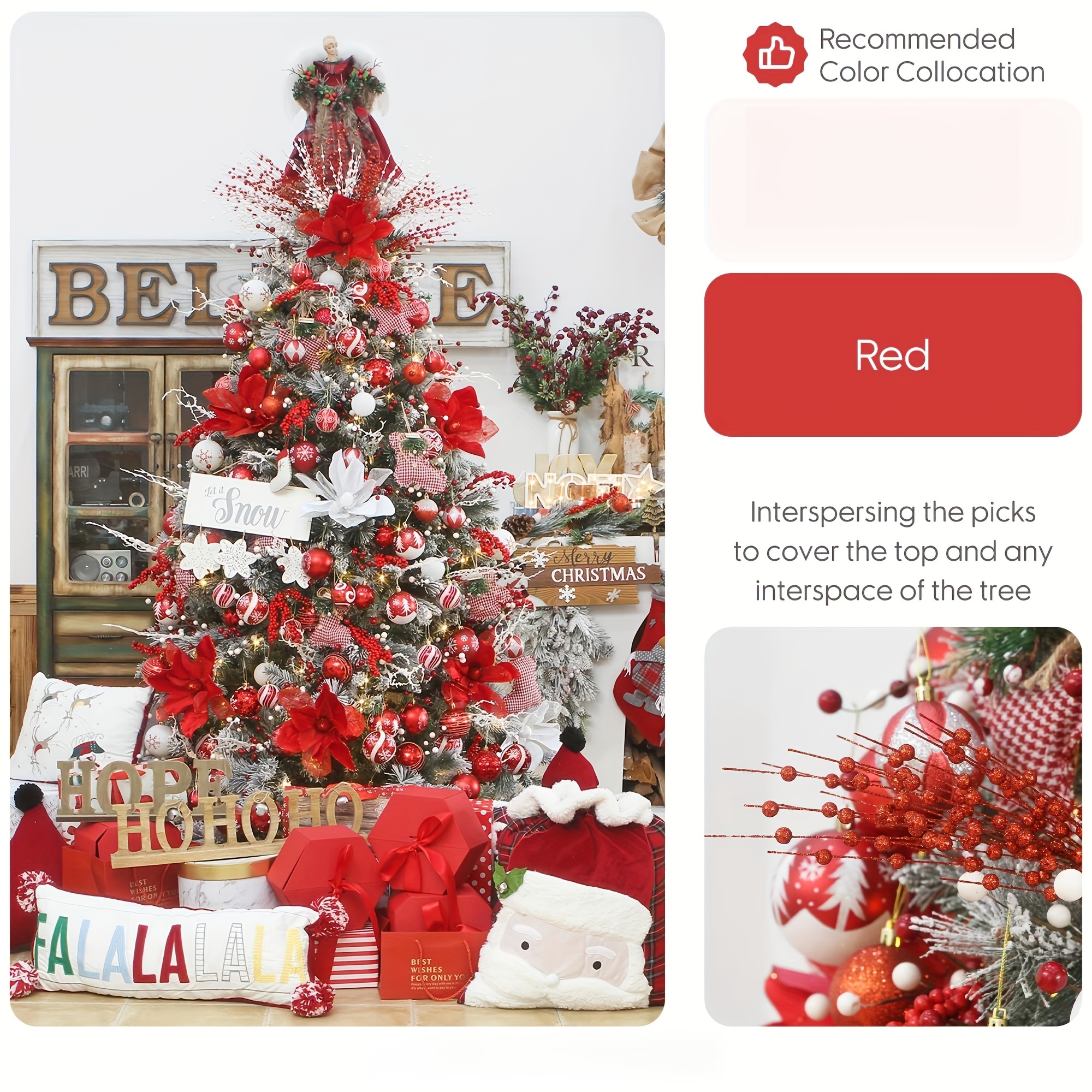 Artificial Glitter Christmas Berries Tree Picks Glitter - Temu