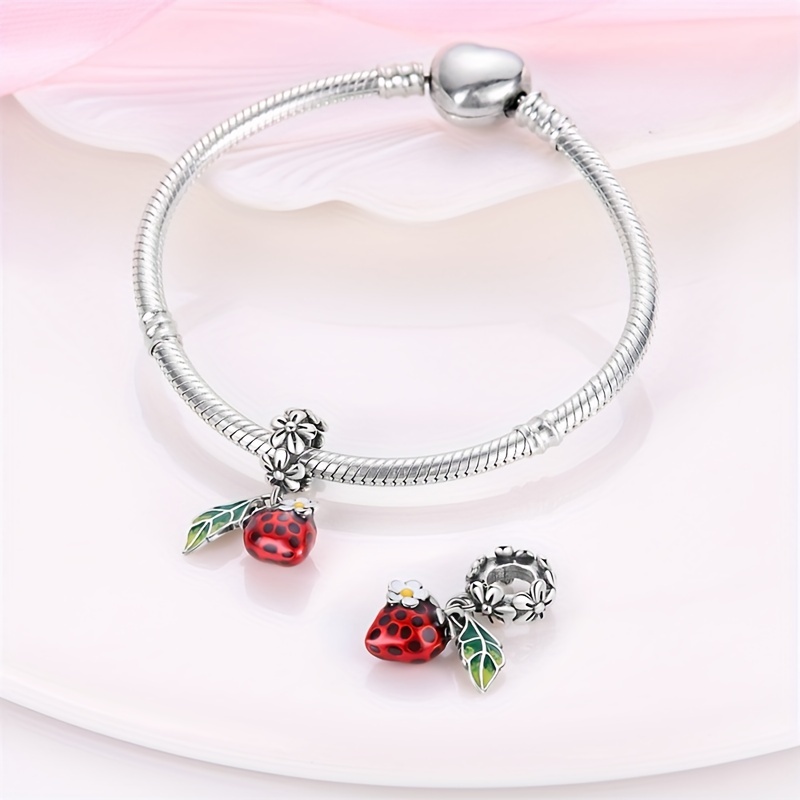 925 Sterling Silver Fruit Series Cherry Avocado Strawberry - Temu