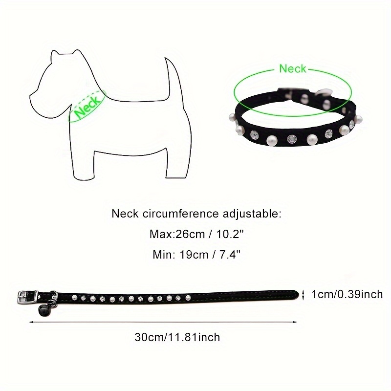 Pearl Rhinestone Adjustable Cat Collar with Bell