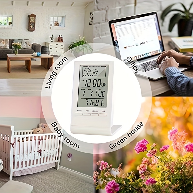 Digital Thermometer Hygrometer Room Calibrated Humidity Meter Temperature  Humidity Monitor Indicator Sensor Lcd Display With Large Digital Date Clock  For Wall Kitchen Greenhouse Indoor Baby - Temu