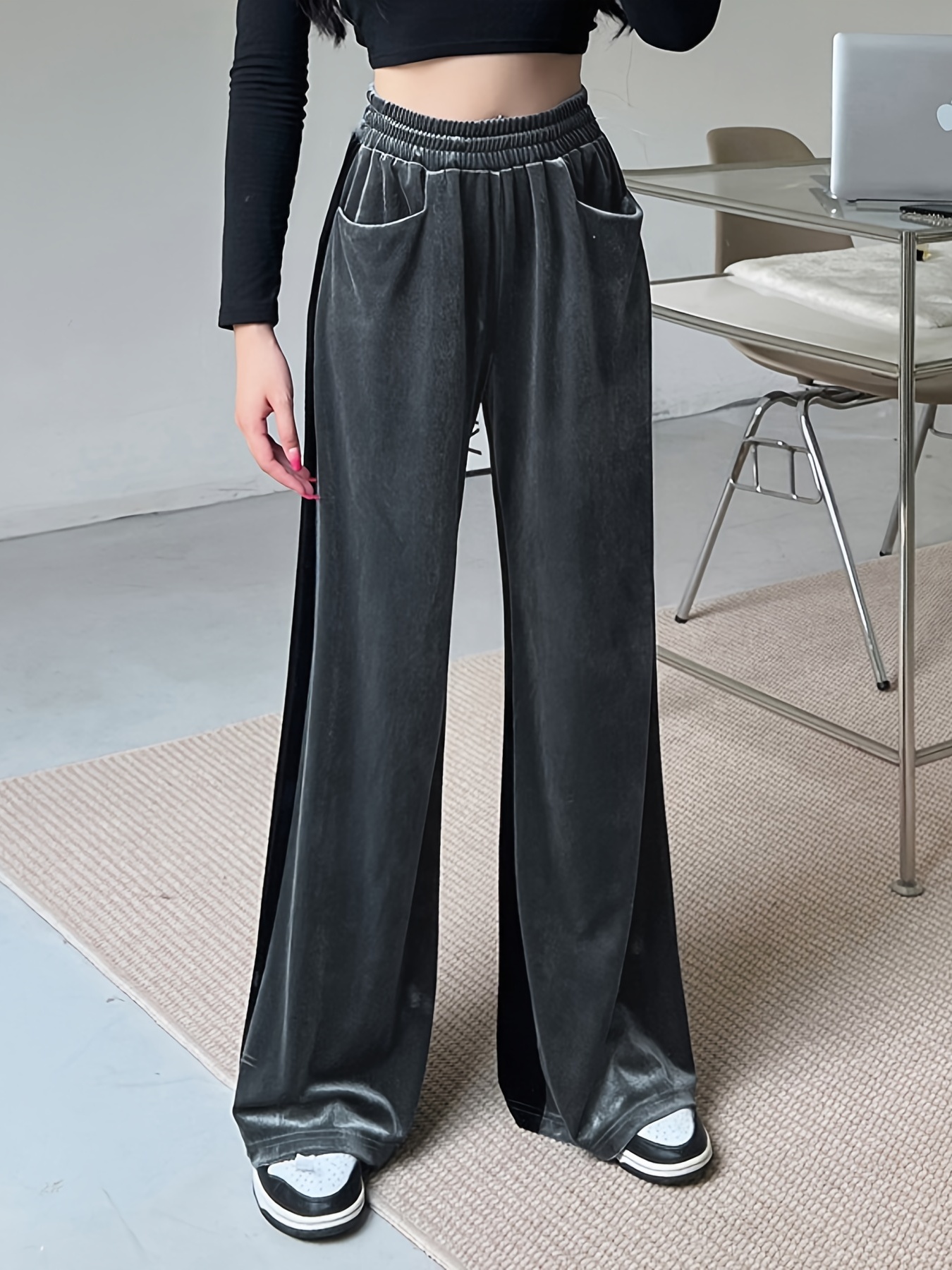 Pink Black Wide-leg Women's 2023 Straight Suit Pants Y2k Streetwear  KoreanFashion Casual Loose Trousers Fluid High Waist Leisure