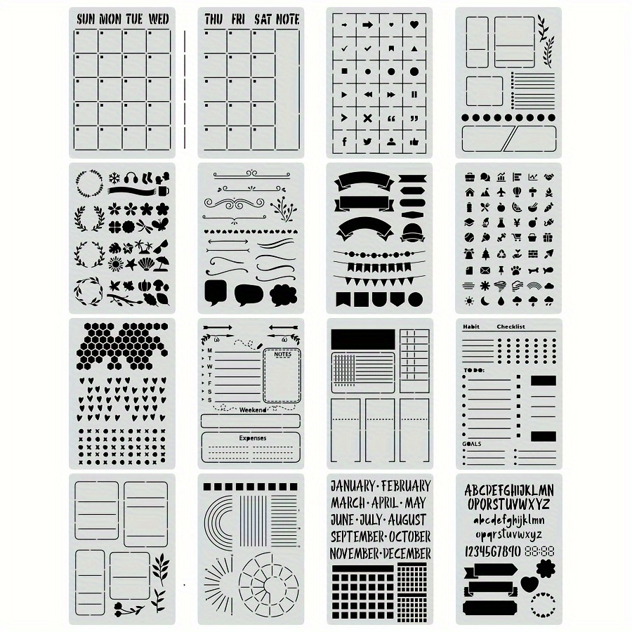 Planner Stencil, masking stencil /Bullet Journal Stencil,Stencil Templ –  DokkiDesign