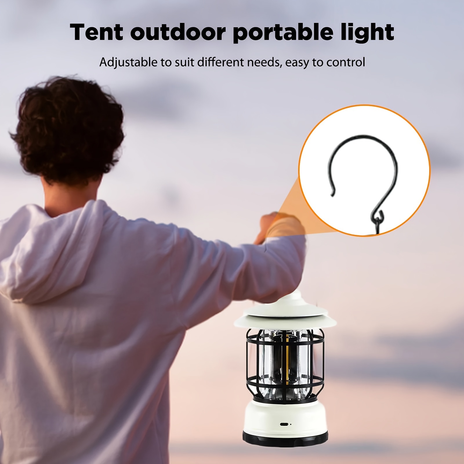 1pc Retro Style USB Rechargeable Portable Camping Light, Outdoor