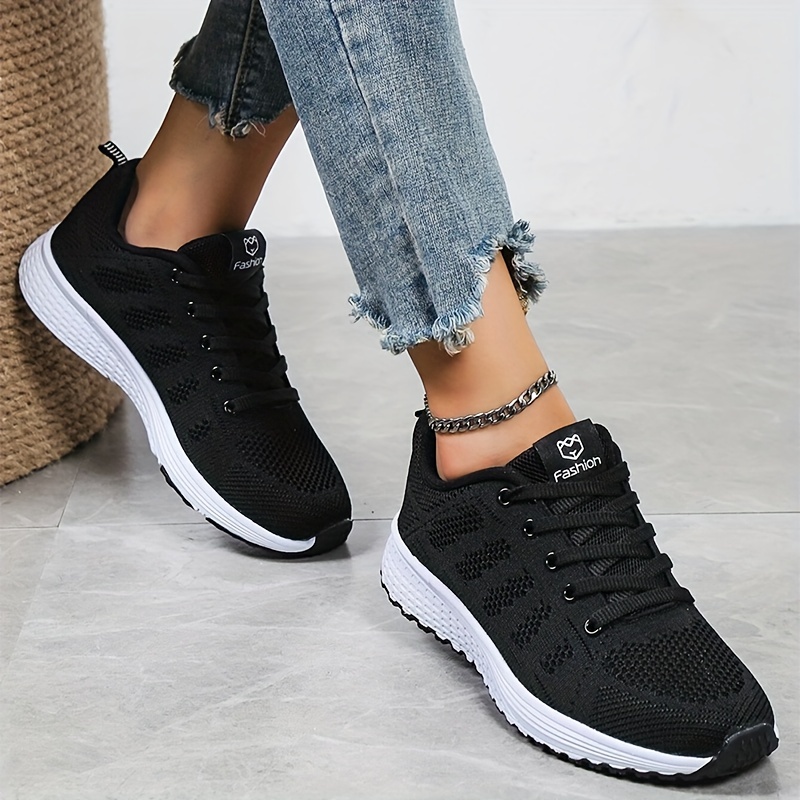 Women's Lightweight Casual Shoes Low Top Lace Round Toe - Temu