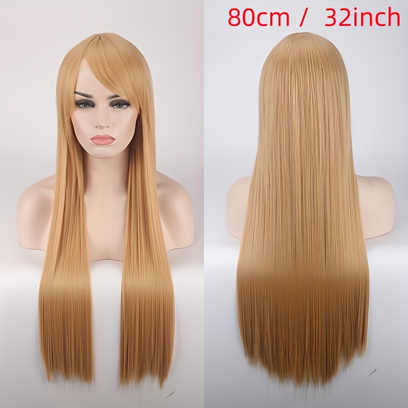 Women 80cm Long Straight Wigs Fashion Cosplay Costume Anime Hair Party Full  Wigs