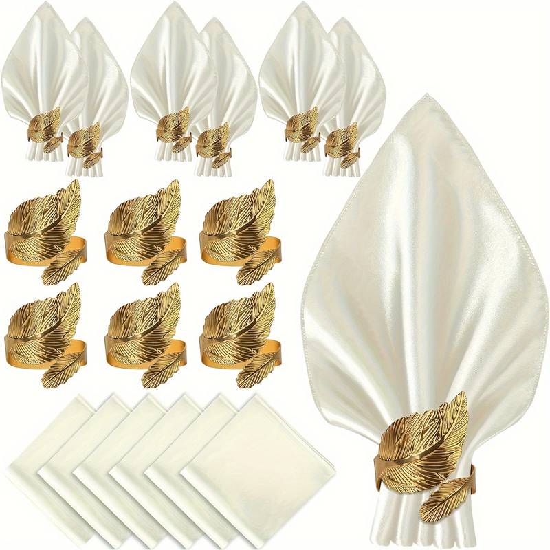 Set Di 13 Portatovaglioli A Foglia Oro – Eleganti Decorazioni Per Matrimoni, Cene E Feste