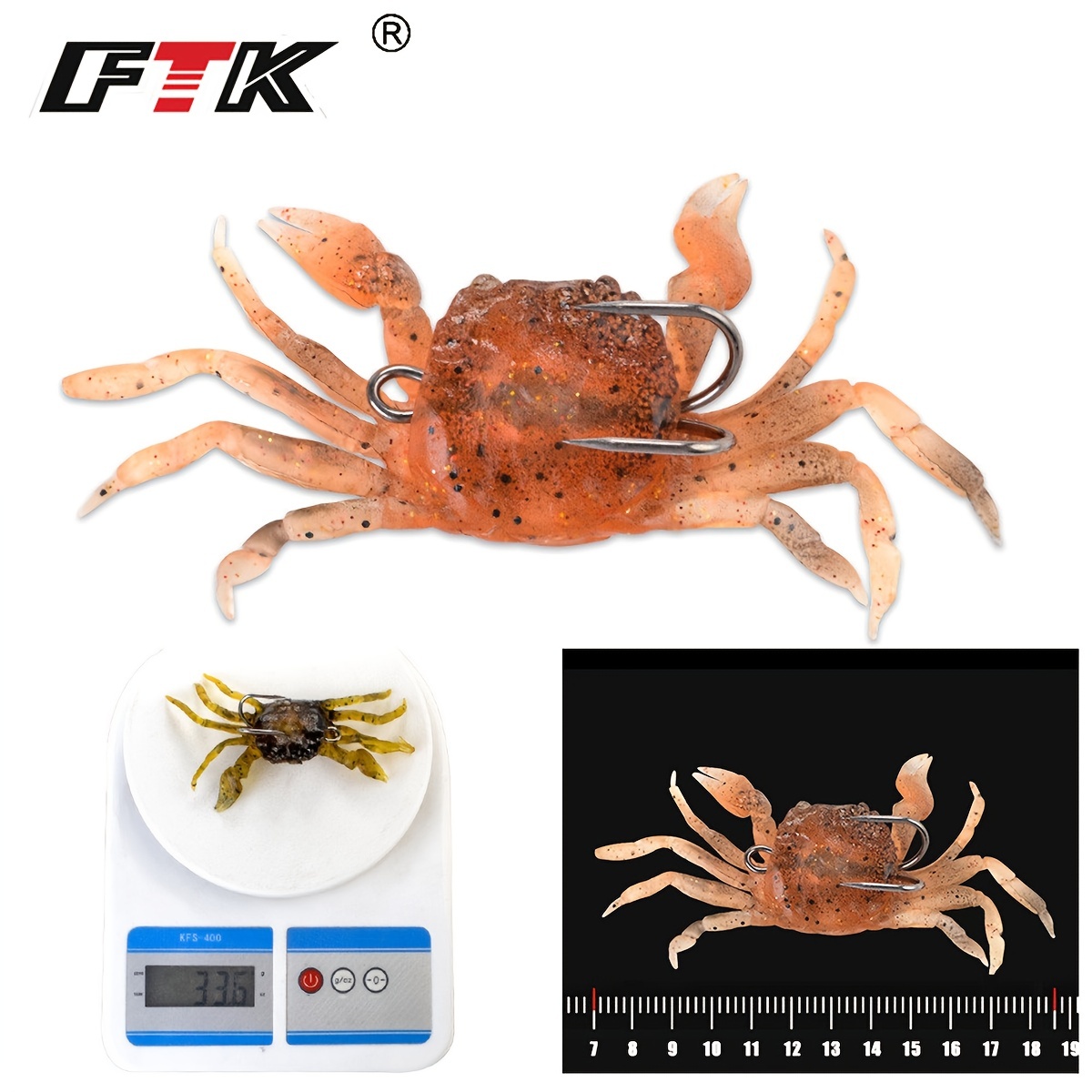 1pc Artificial Fish & Crab Bait 3d Simulation Soft Lure