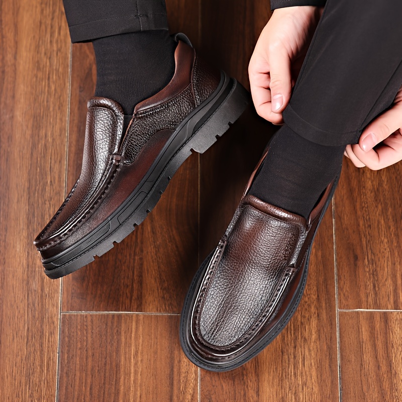 casual faux leather loafer shoes men s formal dress slip