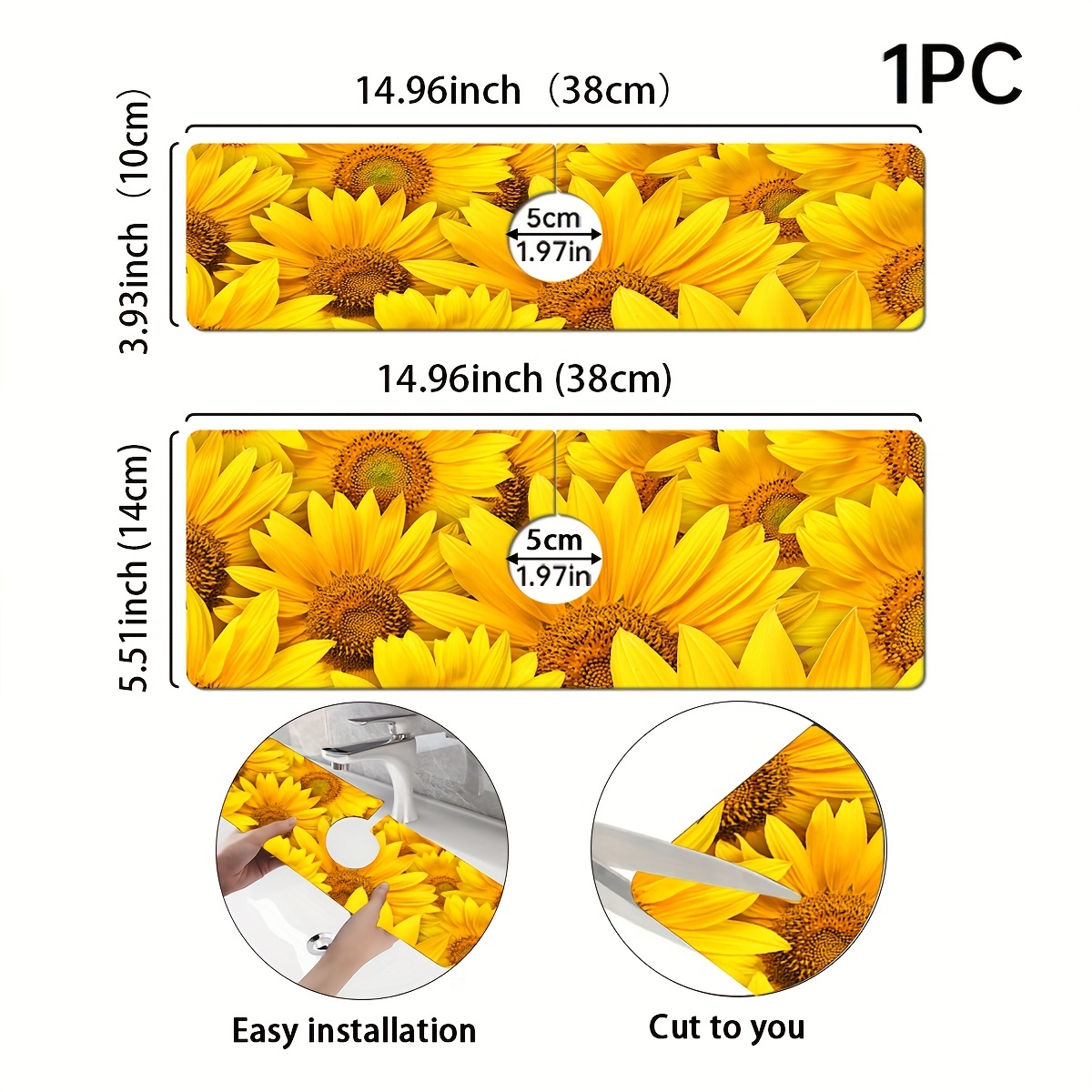 1pc Flower, Sink, Fast Drying Mat For Kitchen, Bathroom, Sink & Drainage,  Can Be Cut Into Desired Size