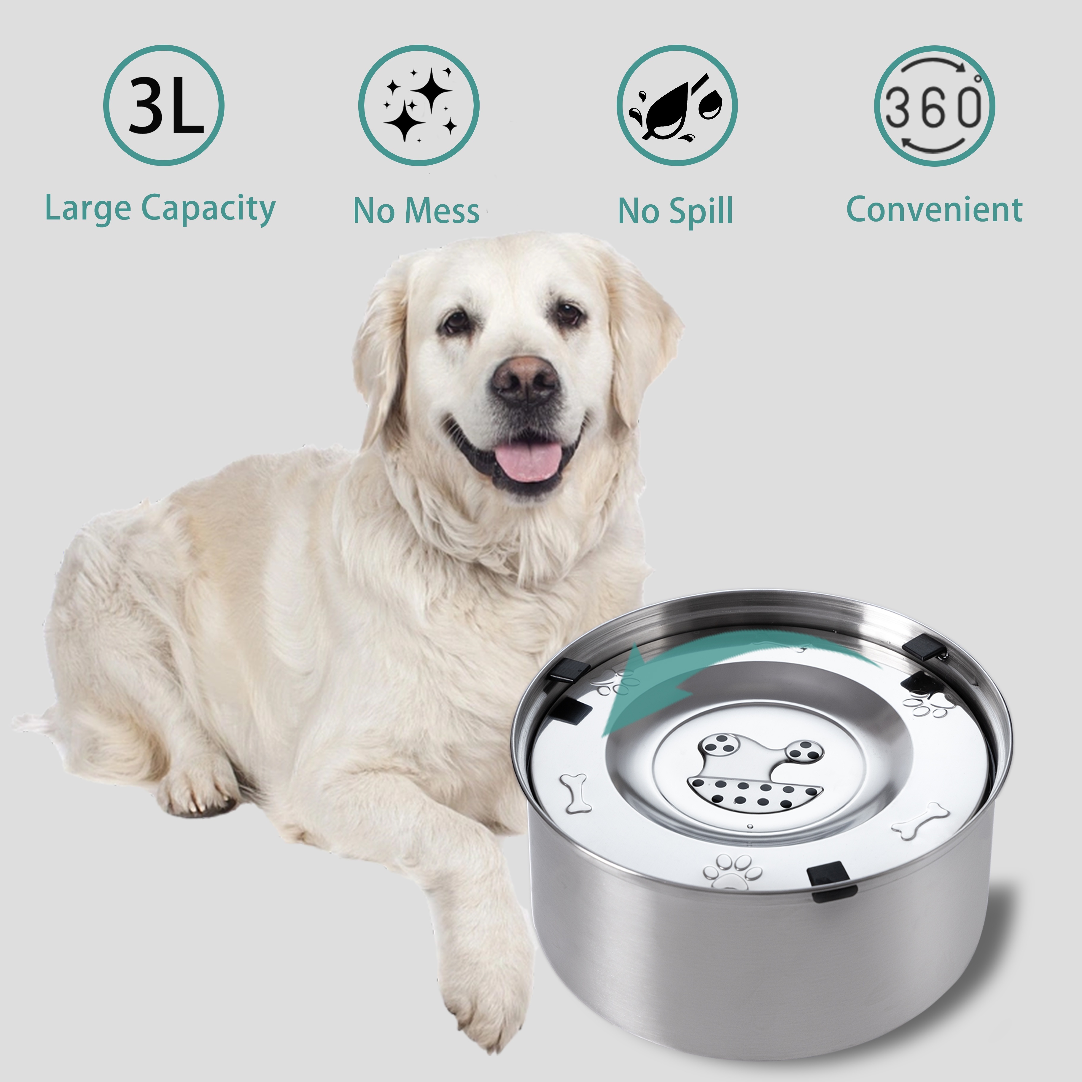 1PC Big Dog Water Bowl With Floating Non-Wetting Mouth Dog Bowl