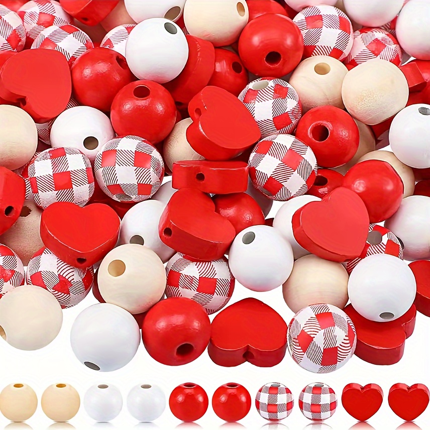 Wooden Beads For Crafts Polished And Plaid Wood Round Beads - Temu