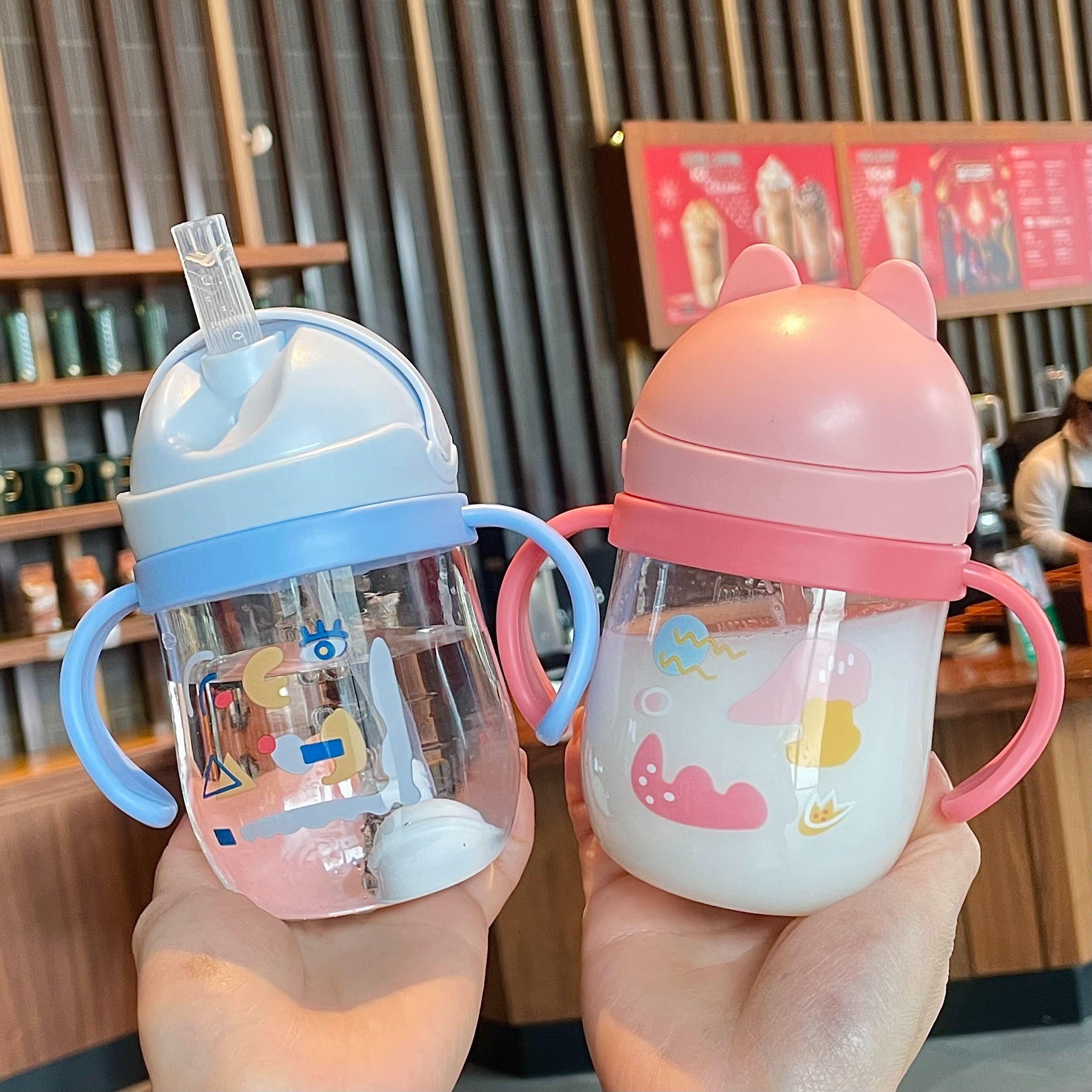 Baby Sippy Cup Straw Bear Cup With Improved Safety Cover - Temu