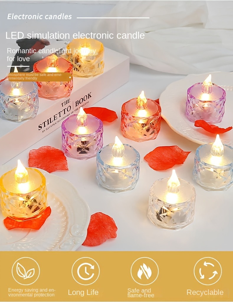 Led Mini Candle Lights Electronic Candle Transparent Rhombus - Temu