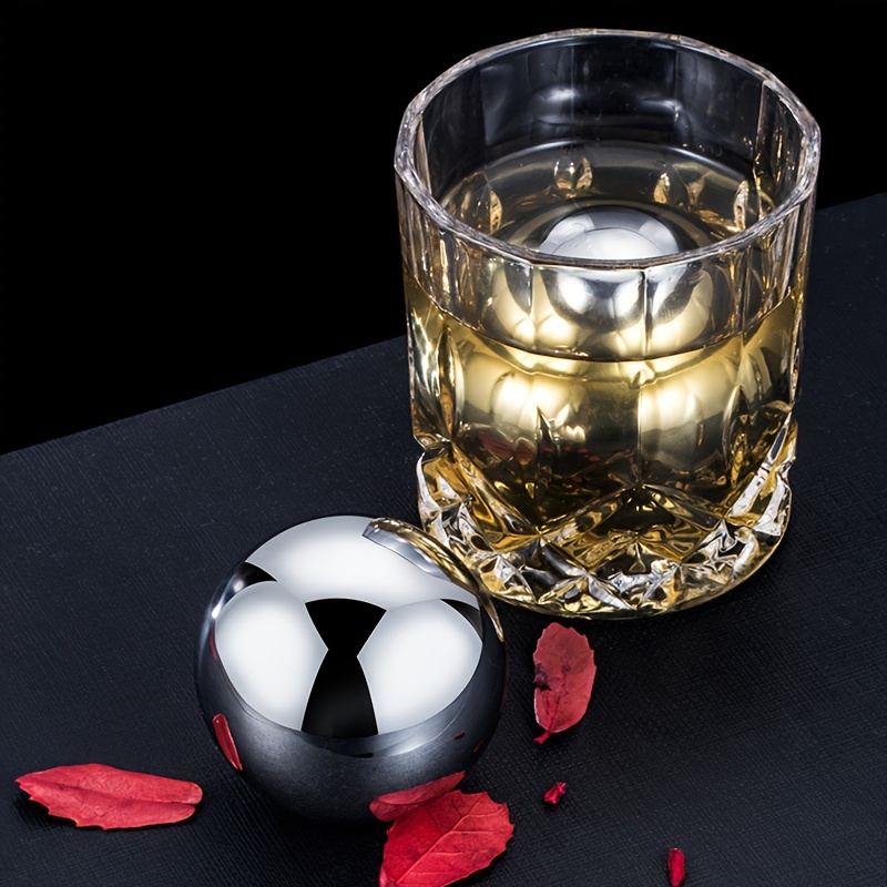 304 Stainless Steel Whiskey Large Ice Ball, Creative Bar Quick Freeze Round Ice  Cube Molds, 2pcs/Box