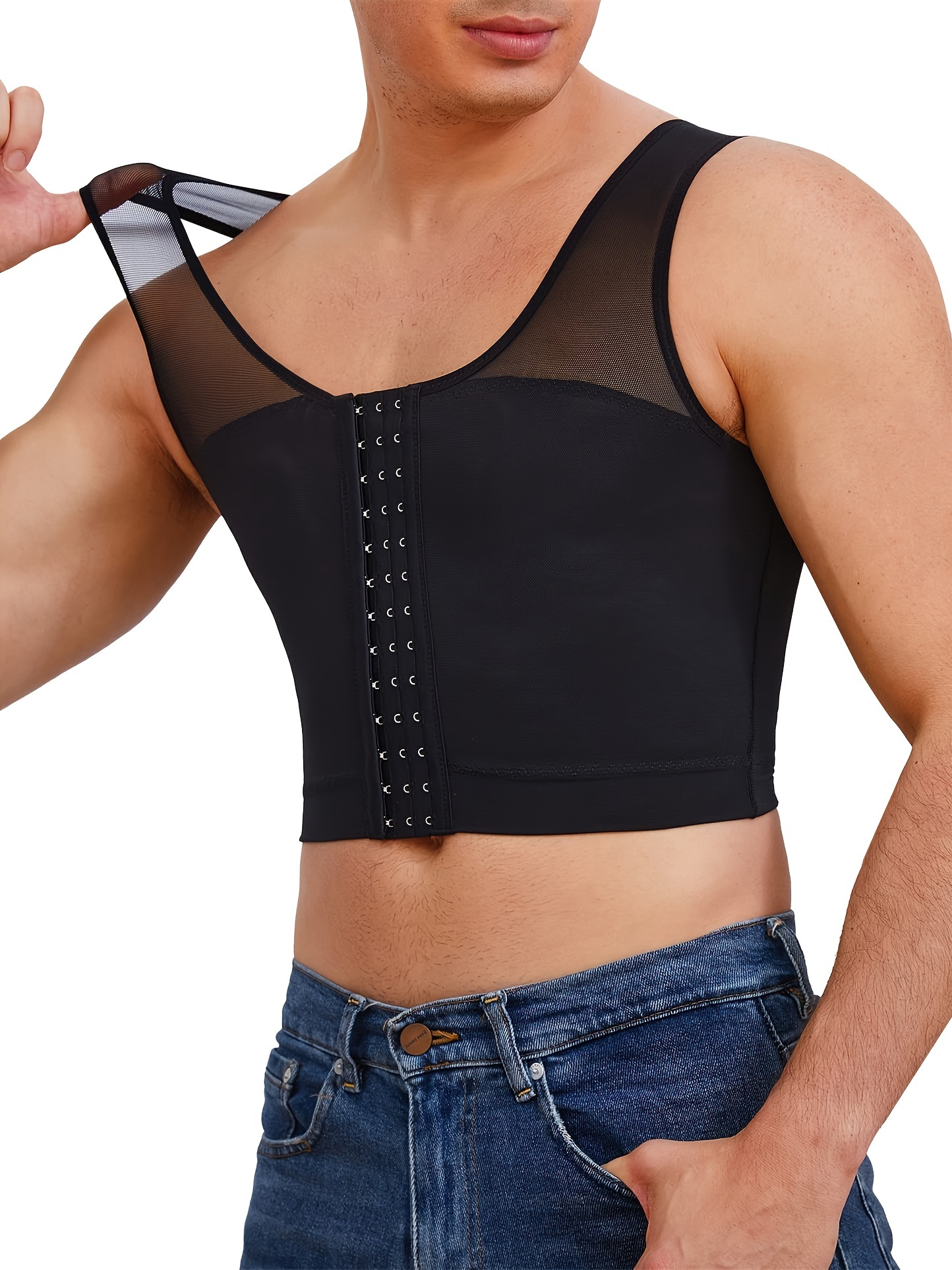 mens gynecomastia chest vest chest binder compression slimming undershirt male corset tank tops
