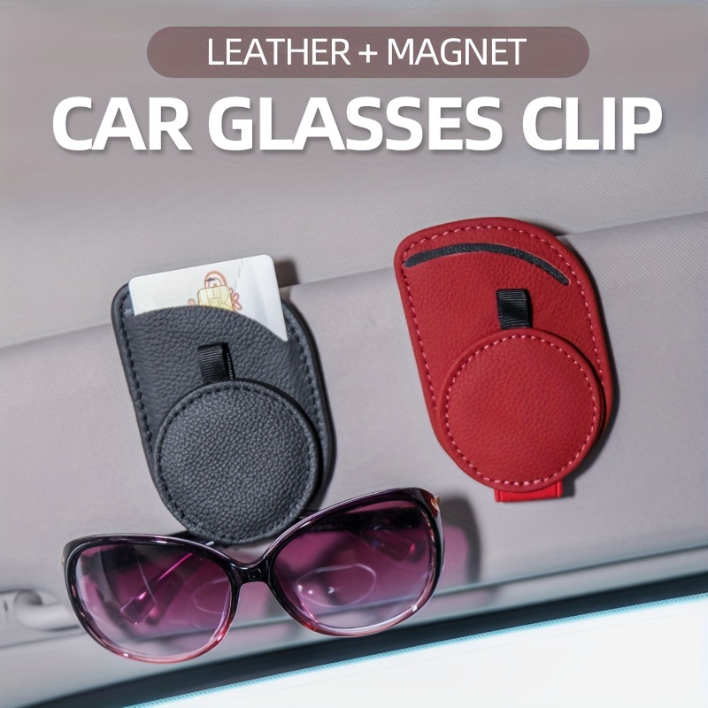 Real Cowhide Car Glasses Clip Multi function Car Sunglasses - Temu