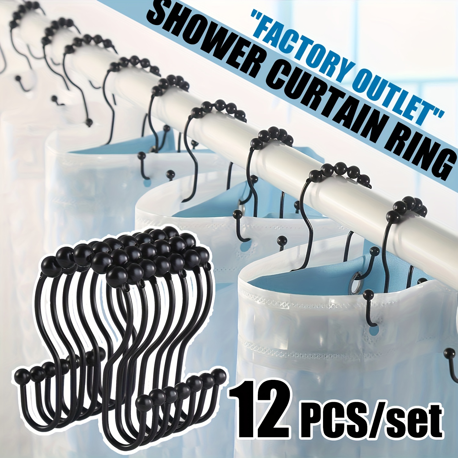 Shower Curtain Rings, Shower Curtain Hooks, Rust Proof Stainless